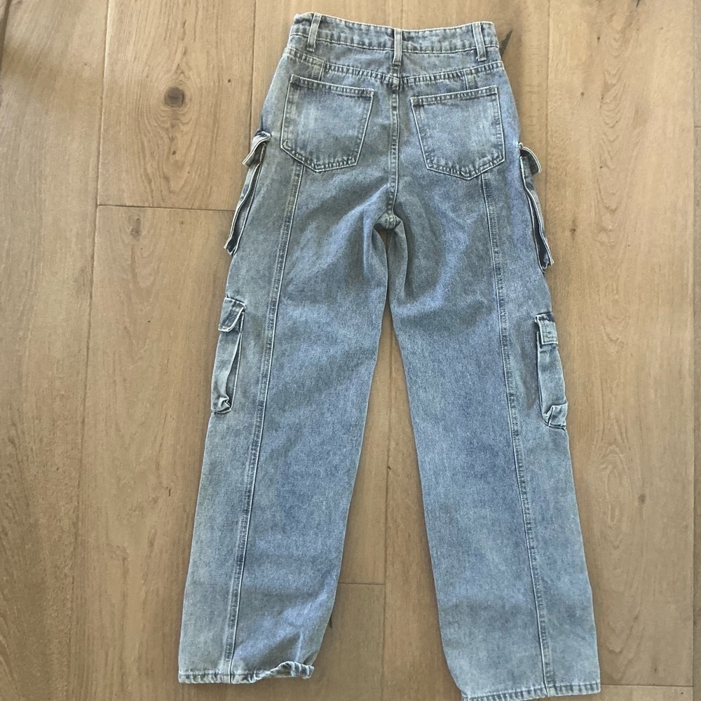 SHEIN Men's Relaxed Fit Cargo Jeans - Gray - Picture 2 of 3